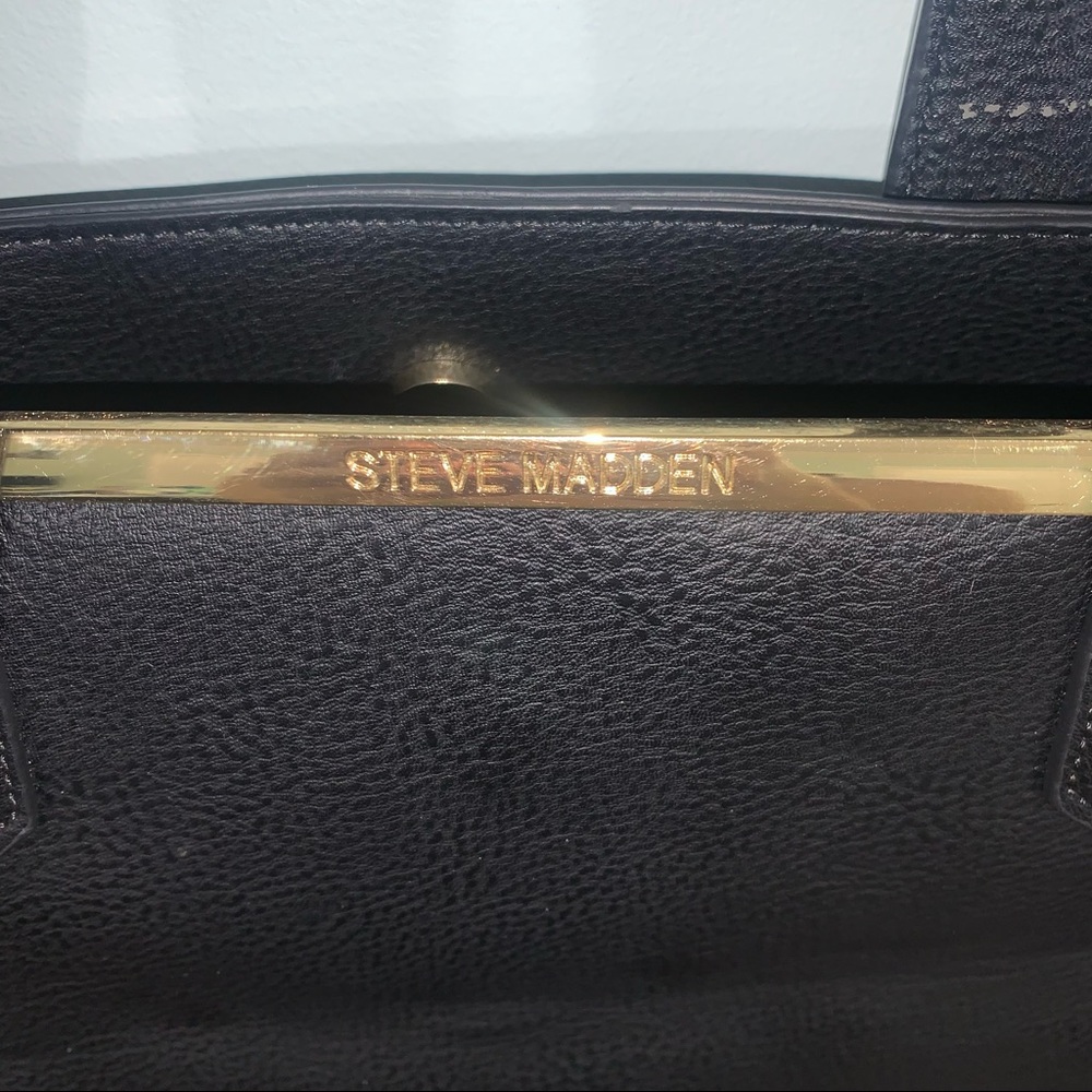 Steve Madden black faux croc tote shoulder bag - Picture 3 of 15